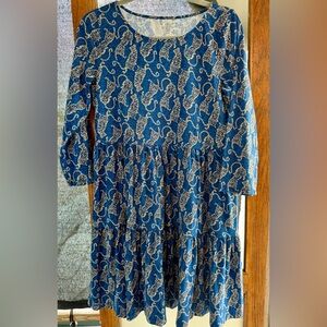Lilly Pulitzer Blue and Cream Cheetah Animal Tiered Dress M
